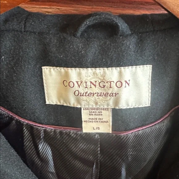 Covington Black Wool Outerwear Elegant Winter Peacoat Women’s Size Large Preppy - Picture 5 of 7